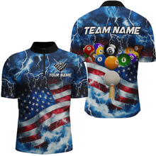 Load image into Gallery viewer, US Flag Thunder Billiards Shirt Men Polo &amp; 1/4 Zip Shirts Billiard Team Jersey for Team NNT11
