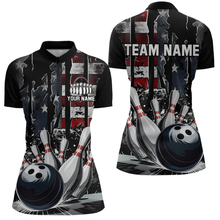 Load image into Gallery viewer, Custom Cracked US Flag Bowling Women Bowling Shirt Polo &amp; Quarter-Zip Bowling Team Jerseys HNT86