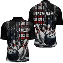 Load image into Gallery viewer, Custom Cracked US Flag Bowling Men Bowling Shirt Polo &amp; Quarter-Zip Bowling Team Jerseys HNT86