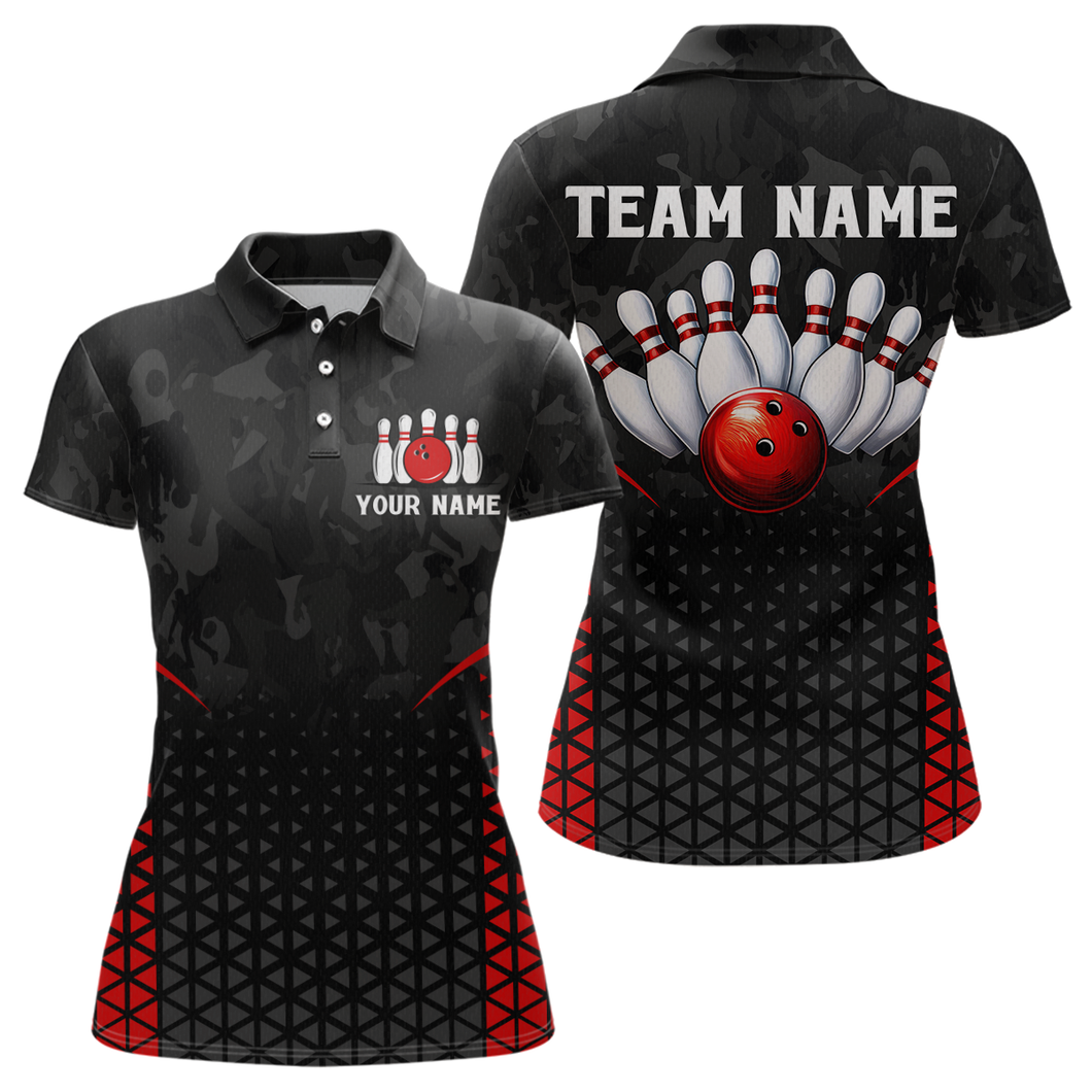 Bowling Shirt for Women 3D Custom Name Bowling Jersey Shirts Team Bowling League Polo & Quarter-Zip HNT15