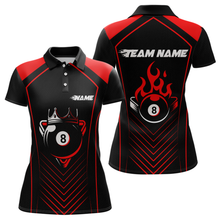 Load image into Gallery viewer, Customized Red 8 Ball Pool Crown Women&#39;s Billiard Shirts, Billiard Team Shirts Polo &amp; 1/4 Zip Shirts NNT37