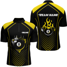 Load image into Gallery viewer, Customized Yellow 8 Ball Pool Crown Men&#39;s Billiard Shirts, Billiard Team Shirts Polo &amp; 1/4 Zip Shirts NNT37