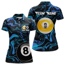 Load image into Gallery viewer, Teal-Turquoise 8 Ball &amp; 9 Ball Custom Billiard Shirts For Women Billiard Team Jerseys NNT55