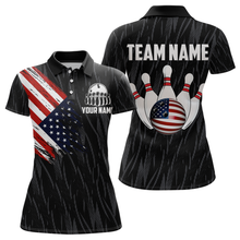 Load image into Gallery viewer, US Flag Personalized Bowling Team Shirts For Women Bowling League Polo &amp; 1/4 Zip Shirt HNT11