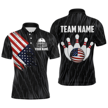 Load image into Gallery viewer, US Flag Personalized Bowling Team Shirts For Men Bowling League Polo &amp; 1/4 Zip Shirt HNT11
