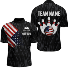 Load image into Gallery viewer, US Flag Personalized Bowling Team Shirts For Men Bowling League Polo &amp; 1/4 Zip Shirt HNT11