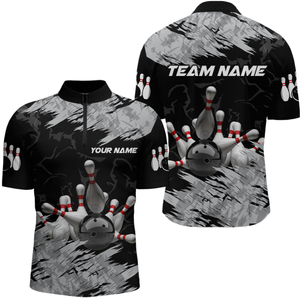 Bowling Shirt Bowling Jersey for Men Custom Bowling Gifts for Men Team with Name Polo & 1/4 Zip HNT16