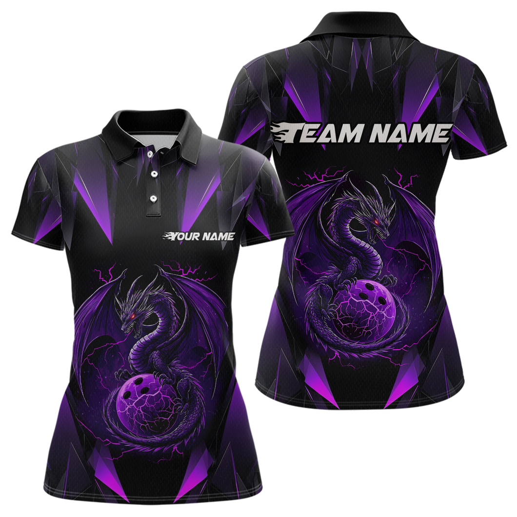 Purple Dragon Personalized Bowling Shirts For Women, Bowling Team Shirt Polo & Quarter-Zip HNT40