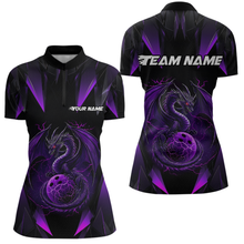 Load image into Gallery viewer, Purple Dragon Personalized Bowling Shirts For Women, Bowling Team Shirt Polo &amp; Quarter-Zip HNT40