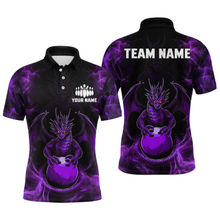 Load image into Gallery viewer, Purple Dragon Custom Name Bowling Shirts For Men, Bowling Team Jersey Polo &amp; Quarter-Zip Shirt HNT39