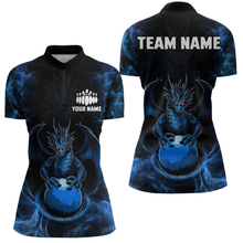Load image into Gallery viewer, Blue Dragon Custom Name Bowling Shirts For Women, Bowling Team Jersey Polo &amp; Quarter-Zip Shirt HNT39