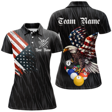 Load image into Gallery viewer, Personalized Billiard Shirt American Flag Eagle Billiard Jersey for Women Polo &amp; 1/4 Zip Shirt Team NNT01