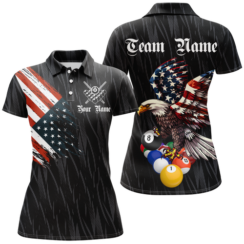 Billiard Shirt American Flag Eagle Billiard Jersey for Women Polo & 1/4 Zip Shirt Team NNT01