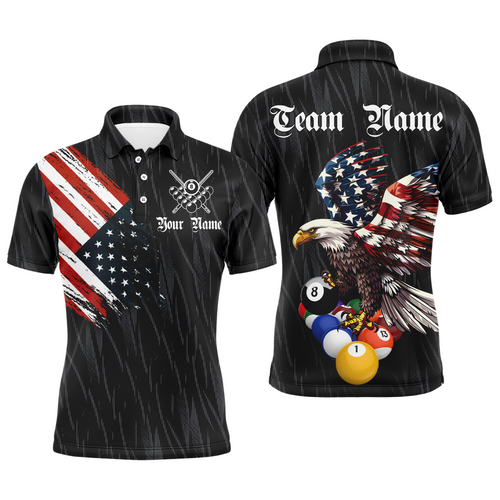 Billiard Shirt American Flag Eagle Billiard Jersey for Men Polo & 1/4 Zip Shirt Team NNT01