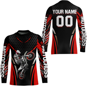 Custom Red Motocross Shirts Racing Jersey UPF30+ Dirt Bike Jersey Kid Men Women DNT08