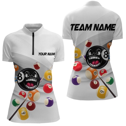 Billiard Jerseys Funny 8 Ball Billiard for Women Team Polo & 1/4 Zip Shirt Billiard Gifts NNT22