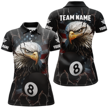 Load image into Gallery viewer, Custom Name Eagle Billiard Shirt American Flag Billiard Jersey for Women Polo &amp; 1/4 Zip Shirt Team NNT02