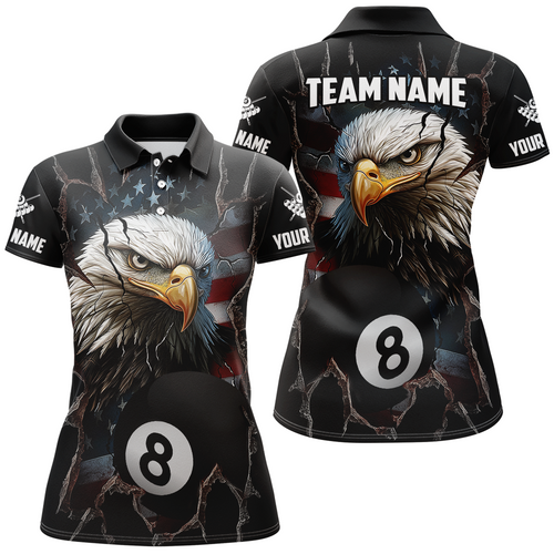 Eagle Billiard Shirt American Flag Billiard Jersey for Women Polo & 1/4 Zip Shirt Team NNT02