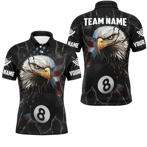 Eagle Billiard Shirt American Flag Billiard Jersey for Men Polo & 1/4 Zip Shirt Team NNT02