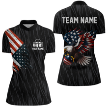Load image into Gallery viewer, Custom American Flag Eagle Bowling Women Polo &amp; 1/4 Zip Shirts Bowling Team Jerseys HNT89