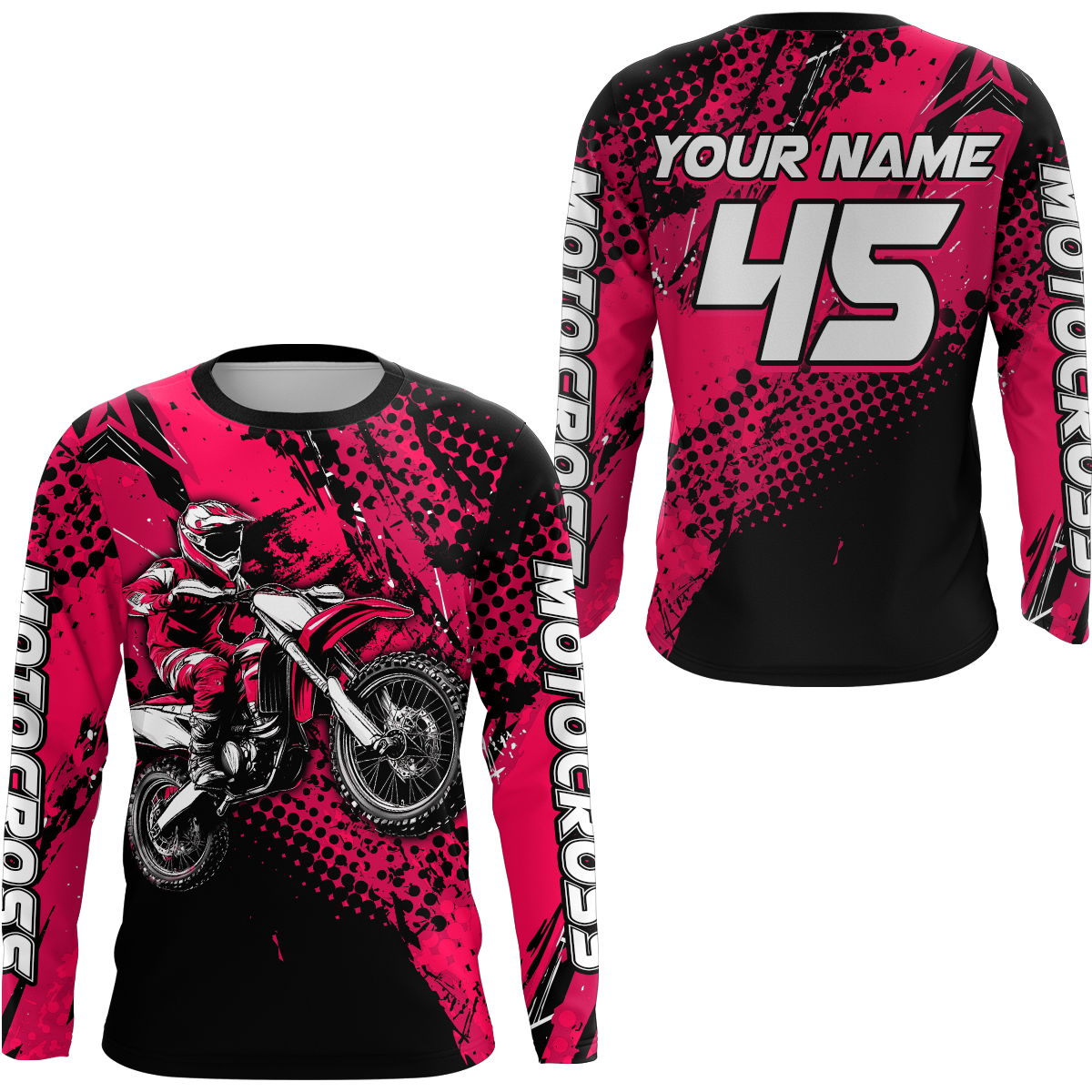 Pink Youth Motocross Shirts Custom Racing Dirt Bike Jersey Kid Men Women UPF30+ DNT18