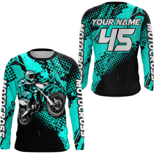 Load image into Gallery viewer, Turquoise Youth Motocross Shirts Custom Racing Dirt Bike Jersey Kid Men Women UPF30+ DNT18