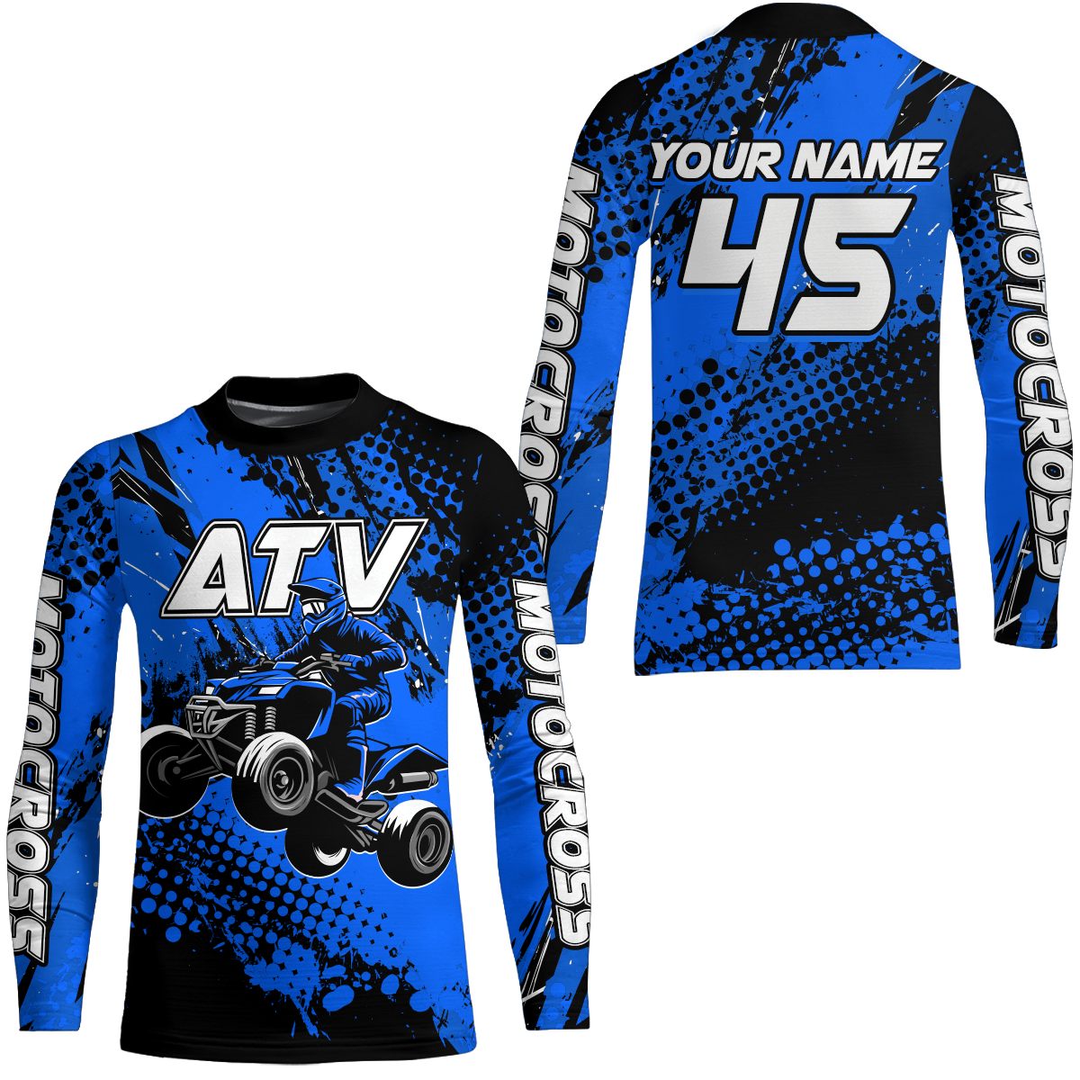 Custom Blue ATV Motocross Racing Jersey Kid Adult Quad Bike Jersey Off-Road Shirt UPF30+ ATV Shirt DNT12