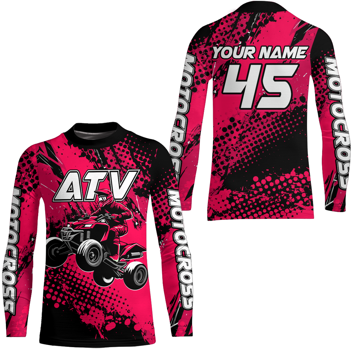 Custom Pink ATV Motocross Racing Jersey Kid Adult Quad Bike Jersey Off-Road Shirt UPF30+ ATV Shirt DNT12