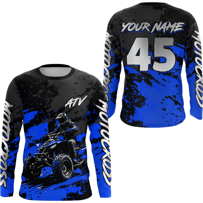 Custom Blue ATV Motocross Jersey Racing Shirts Off-Road Jersey Kid Men Women UPF30+ DNT23