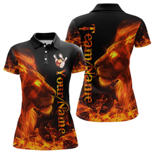 Load image into Gallery viewer, Orange Flaming Lion Bowling Custom Women Bowling Polo &amp; Quarter-Zip Bowling Team Jerseys HNT43
