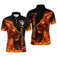 Load image into Gallery viewer, Orange Flaming Lion Bowling Custom Men Bowling Polo &amp; Quarter-Zip Bowling Team Jerseys HNT43