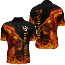 Load image into Gallery viewer, Orange Flaming Lion Bowling Custom Men Bowling Polo &amp; Quarter-Zip Bowling Team Jerseys HNT43