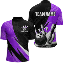 Load image into Gallery viewer, Custom Purple Bowling Custom Men Bowling Shirt Polo &amp; Quarter-Zip Bowling Team Jerseys HNT75