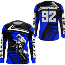 Load image into Gallery viewer, Custom Blue Youth Motocross Racing Jersey UPF30+ Motorcycle Shirt Dirt Bike Jersey Men Women DNT86