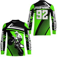 Load image into Gallery viewer, Custom Green Youth Motocross Racing Jersey UPF30+ Motorcycle Shirt Dirt Bike Jersey Men Women DNT86