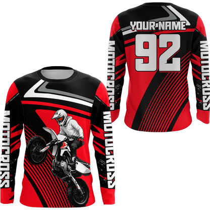 Custom Red Youth Motocross Racing Jersey UPF30+ Motorcycle Shirt Dirt Bike Jersey Men Women DNT86