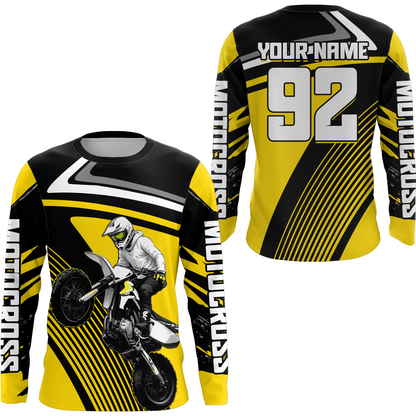 Custom Yellow Youth Motocross Racing Jersey UPF30+ Motorcycle Shirt Dirt Bike Jersey Men Women DNT86