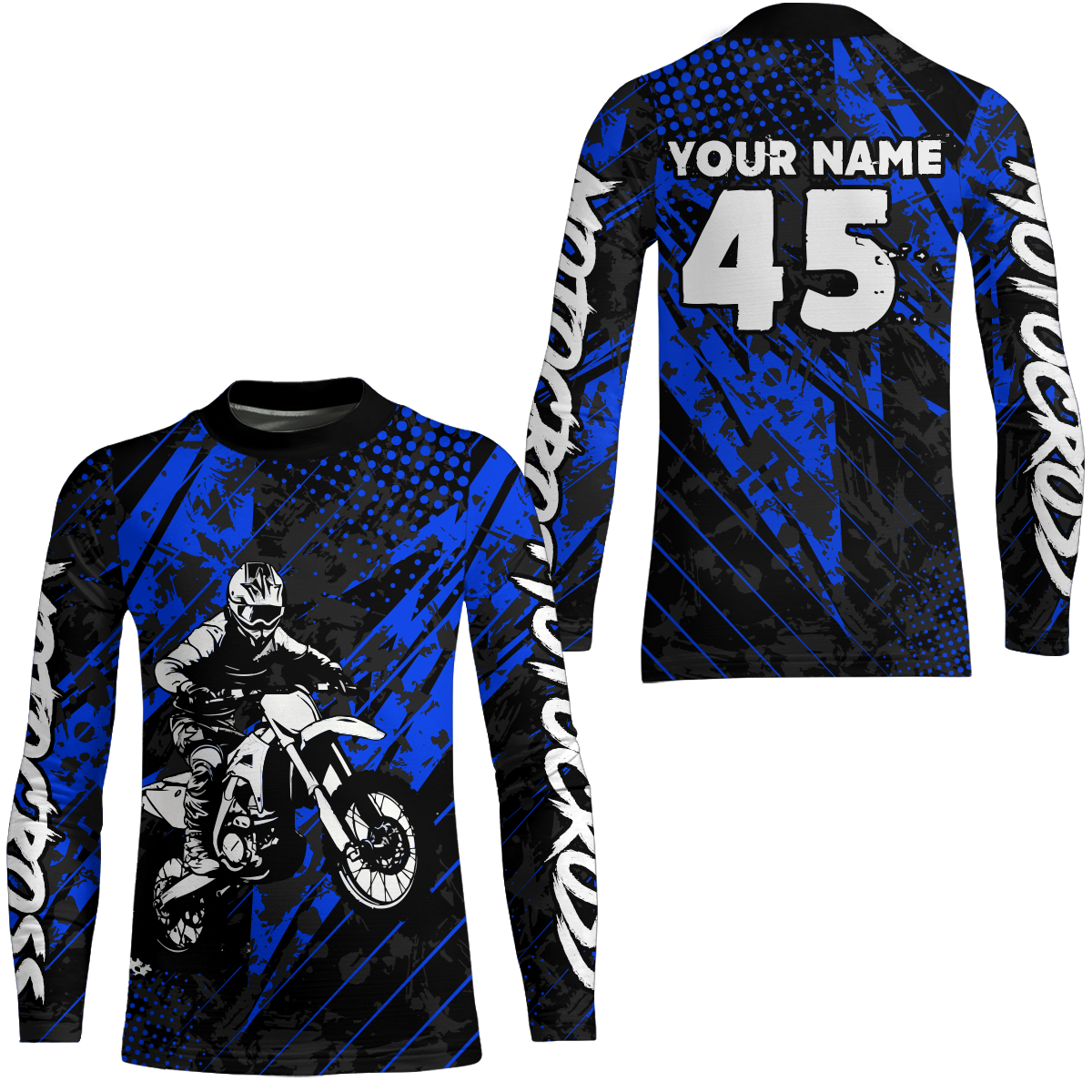 Blue Motocross Racing Jersey UPF30+ MX Racing Dirt Bike Jersey Kid Men Women DNT06