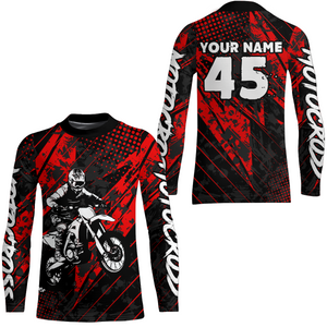 Red Motocross Racing Jersey UPF30+ MX Racing Dirt Bike Jersey Kid Men Women DNT06
