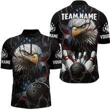 Load image into Gallery viewer, US Flag Eagle Bowling Shirt for Men Personalized Polo &amp; Quarter-Zip Team Bowling Jersey with Team HNT02