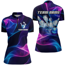 Load image into Gallery viewer, Custom Galaxy Bowling Jersey for Women Polo &amp; 1/4 Zip Bowling Team Shirts Bowling League HNT156