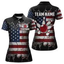 Load image into Gallery viewer, Custom US Flag Bowling Jersey for Women Bowling Team Shirts Bowling Uniform Polo &amp; 1/4 Zip HNT161