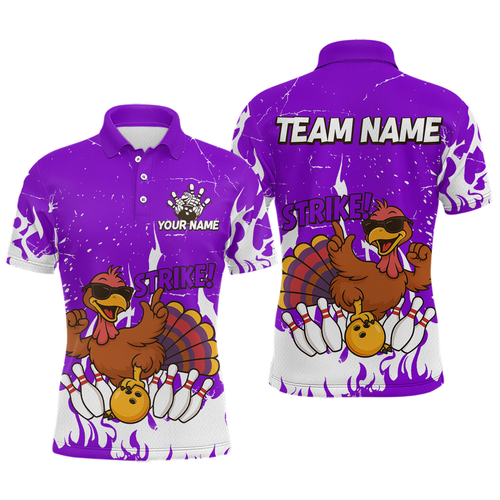Custom Purple Funny Turkey Bowling Jersey for Men Thanksgiving Bowling Team Shirts HNT115