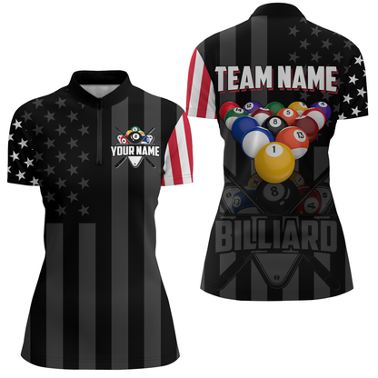 US Flag Billiard Shirt Billiard Jersey for Men Billiard Gifts for Women Team Polo & 1/4 Zip NNT21