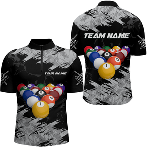 Personalized Billiard Shirt Billiard Jersey for Men Billiard Gifts for Men Team 8 Ball Pool Billiard Polo & 1/4 Zip NNT13