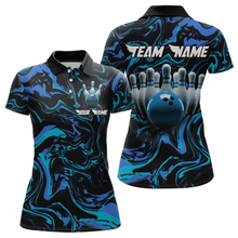 Load image into Gallery viewer, Blue Bowling Custom Women Bowling Shirt Polo &amp; Quarter-Zip Bowling Team Jerseys HNT48