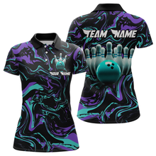 Load image into Gallery viewer, Turquoise Bowling Custom Women Bowling Shirt Polo &amp; Quarter-Zip Bowling Team Jerseys HNT48