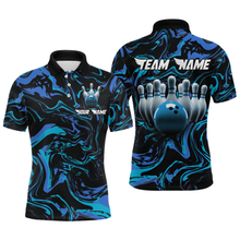 Load image into Gallery viewer, Blue Bowling Custom Men Bowling Shirt Polo &amp; Quarter-Zip Bowling Team Jerseys HNT48