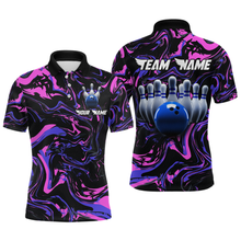 Load image into Gallery viewer, Pink Purple Bowling Custom Men Bowling Shirt Polo &amp; Quarter-Zip Bowling Team Jerseys HNT48