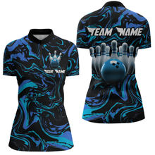 Load image into Gallery viewer, Blue Bowling Custom Women Bowling Shirt Polo &amp; Quarter-Zip Bowling Team Jerseys HNT48